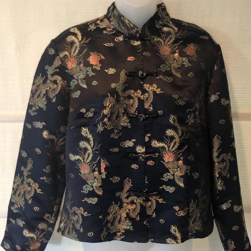 Vintage CLIO Golden Dragons Peacock Asian Inspired Jacket